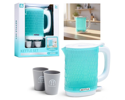Бытовая техника "Электрический чайник с кружками"в коробке( цвет голубой)
