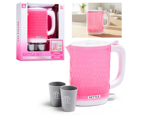 Бытовая техника "Электрический чайник с кружками"в коробке (цвет розовый)