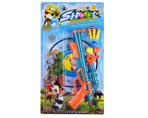 Оружие "Охотник" с набором животных, мягкими пулями и шариками, на листе