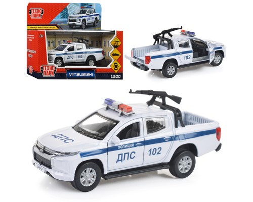 Машина металл Mitsubishi L200 Pickup Полиция, 13 см, (двери, багаж,) в коробке