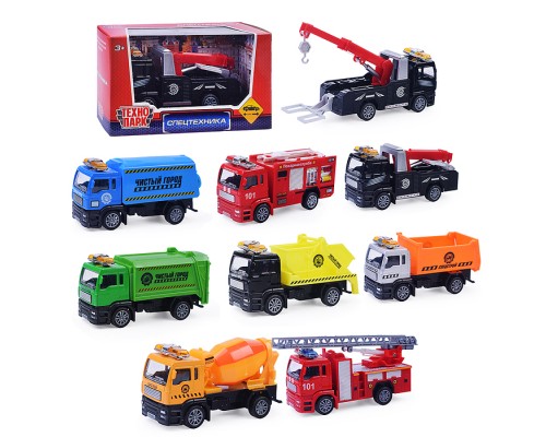 Машина металл Спецтехника 11,5 см, инерц, в ассортим., в коробке