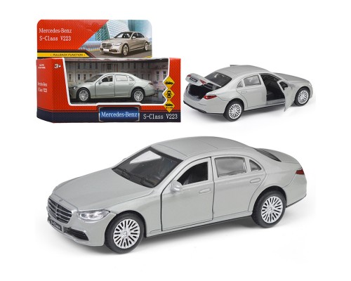 Машина металл Mercedes-Benz S-Class V223 12см, (дв, багаж, серебристый) инерц., в коробке