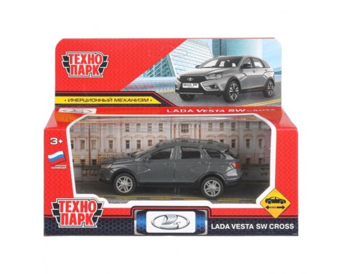 Машина металл Lada Vesta SW Crooss 10,5 см, (темно-серый) инерц,