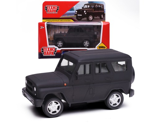 Машина металл UAZ Хантер 10,5 см, (матовый черный) инерц, в коробке