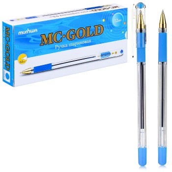 Ручка шариковая "MC Gold" голубая, 0,5мм, грип