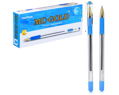 Ручка шариковая "MC Gold" голубая, 0,5мм, грип