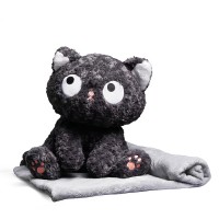 Мягкая игрушка "Кот Черныш" 45 см, с пледом (1,1х1,6м)