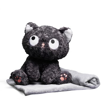 Мягкая игрушка "Кот Черныш" 45 см, с пледом (1,1х1,6м)