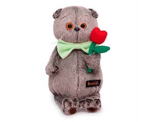 Кот Басик с тюльпаном