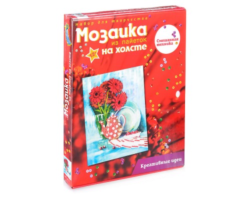 Мозаика из пайеток на холсте "Герберы"