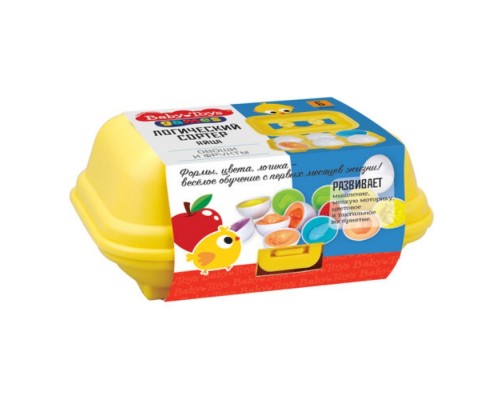Игра настольная логический сортер "Яйца" Овощи и фрукты 6 штук