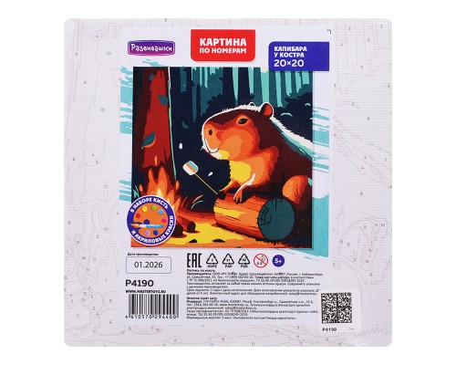 Картина по номерам "Капибара у костра" 20х20см