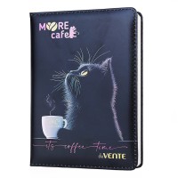 Записная книжка "MooreCafe" B6 (120 ммx170 мм) 160 стр, кремовая бумага 70 г/м&sup2; в клетку, печать в 1 краску, твердая обложка из искусственной кожи с поролоном, цветная печать, закругленные уголки, 1 ляссе, в термоусадочной пленке