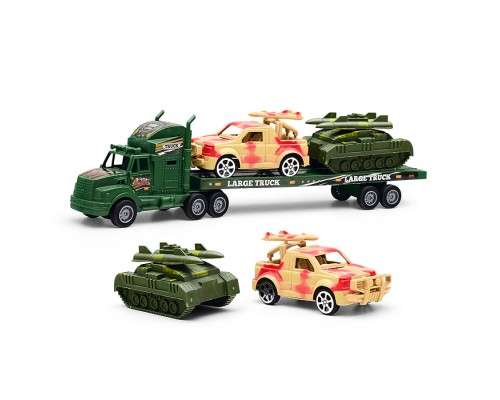 Автовоз "Военный" с танком и машиной, под колпаком