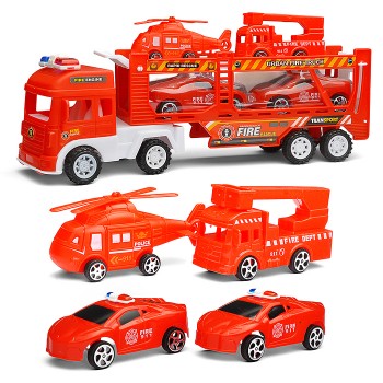 Автовоз "Пожарный" с техникой, под колпаком