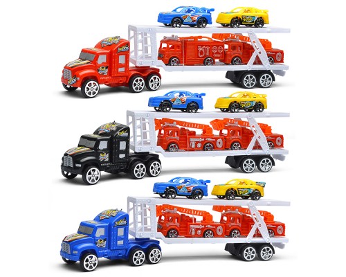 Автовоз "АвтоВояж" с пожарными и гоночными машинками, под колпаком