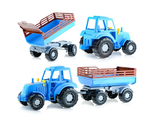 Трактор "Алтай" (синий) с прицепом №2 (в сеточке)