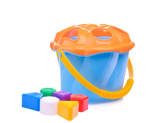 Игрушка развивающая "Ведро Сюрприз" (6 элементов) (голубой) (в сеточке)