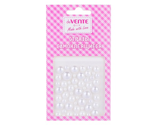 Стразы самоклеящиеся "Жемчужный микс" цвет белый, карточка 7,5x6,5 см, в пластиковом пакете с блистерным подвесом