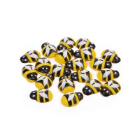 Декоративные украшения "Пчелки" деревянные, размер 14x19 мм, 20 шт, цвет желтый, в пластиковом пакете с блистерным подвесом