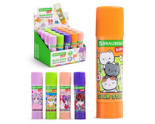 Клей-карандаш "Anime" 15 г, KIDS, ассорти