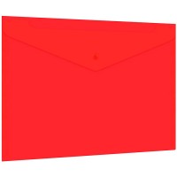 Папка-конверт с кнопкой прозрачная А4 до 100 л, красная, 0,15 мм "Universal"