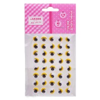 Глазки декоративные круглые пластиковые, с ресницами, цвет желтый, 10 мм, 40 шт в пластиковом пакете с блистерным подвесом