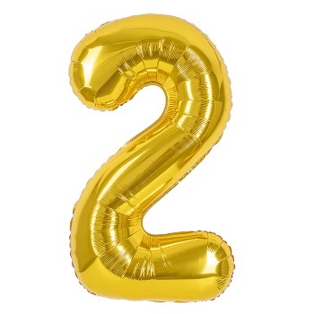 Шар (40''/102 см) Цифра, 2, Золото, 1 шт. в уп.