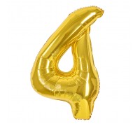 Шар (40''/102 см) Цифра, 4, Золото, 1 шт. в уп.