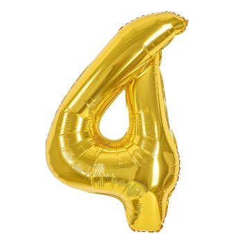 Шар (40''/102 см) Цифра, 4, Золото, 1 шт. в уп.