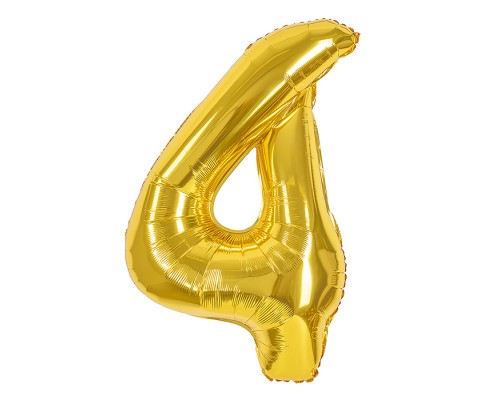 Шар (40''/102 см) Цифра, 4, Золото, 1 шт. в уп.