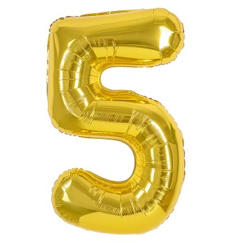 Шар (40''/102 см) Цифра, 5, Золото, 1 шт. в уп.