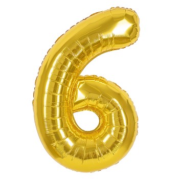 Шар (40''/102 см) Цифра, 6, Золото, 1 шт. в уп.