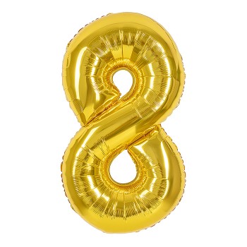 Шар (40''/102 см) Цифра, 8, Золото, 1 шт. в уп.