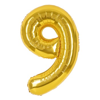 Шар (40''/102 см) Цифра, 9, Золото, 1 шт. в уп.