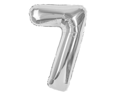 Шар (40''/102 см) Цифра, 7, Серебро, 1 шт. в уп.