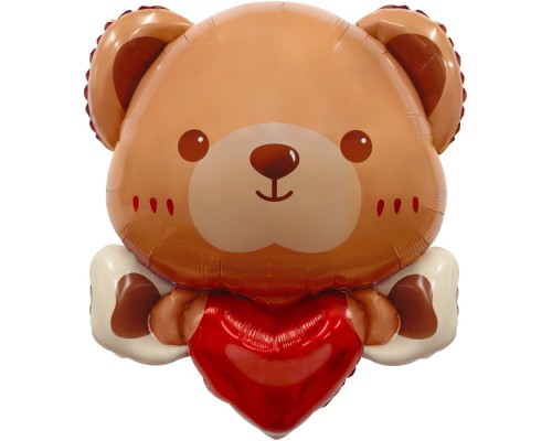 Шар (30''/76 см) Фигура, Мишка с сердцем, 1 шт. в уп.