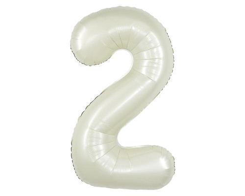 Шар (40''/102 см) Цифра, 2, Белый песок, Сатин, 1 шт. в уп.
