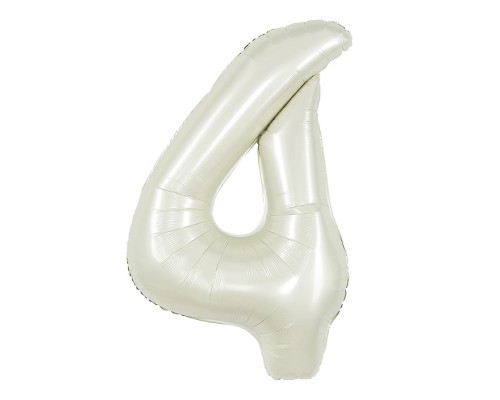 Шар (40''/102 см) Цифра, 4, Белый песок, Сатин, 1 шт. в уп.