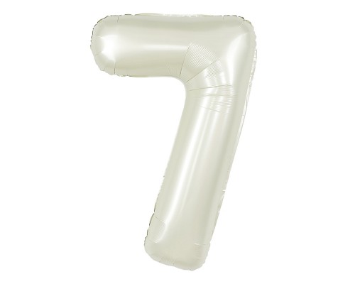 Шар (40''/102 см) Цифра, 7, Белый песок, Сатин, 1 шт. в уп.