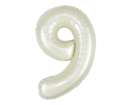 Шар (40''/102 см) Цифра, 9, Белый песок, Сатин, 1 шт. в уп.