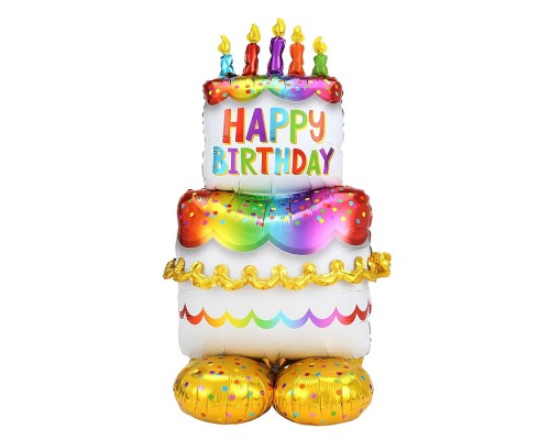 Шар 3D (43''/109 см) Фигура на подставке, Торт на День Рождения, 1 шт. в уп.