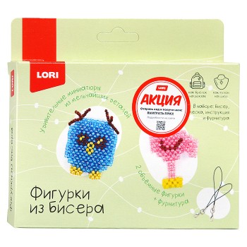 Фигурки из бисера. Брелоки "Фламинго, сова"