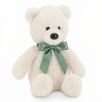 Медвежонок Тёпа белый с зеленым бантом 33