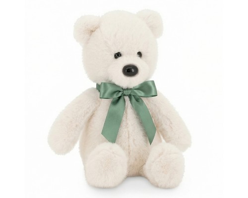 Медвежонок Тёпа белый с зеленым бантом 33