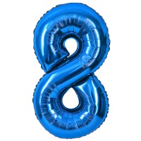 Шар (40''/102 см) Цифра, 8, Синий, Металлик, 1 шт. в уп.