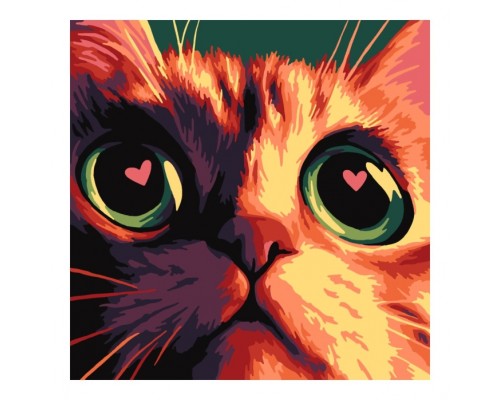 Картина по номерам для малышей на картоне 20х20 "Кото-любовь"