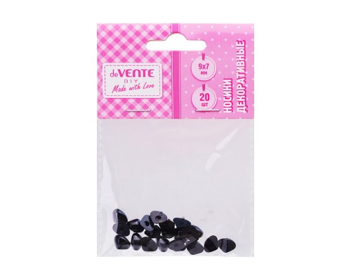 Носики декоративные пластиковые, размер 9x7 мм, 20 шт, цвет черный, в пластиковом пакете с блистерным подвесом