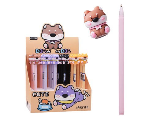 Ручка шариковая подарочная "Doggy" с декоративным элементом, d=0,7 мм, ультра гладкое письмо, чернила на масляной основе, сменный стержень, индивидуальная маркировка, в картонном дисплее, синяя, ассорти 4 дизайна