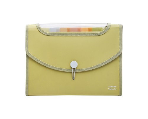 Папка-органайзер с 8-ю отделениями "SigNature" A4 (330x250х50 мм) полипропилен 650 мкм, фактура "ткань" разделители 160 мкм, цветные пастельные, клапан с прозрачным окном на резинке, тканевая кайма, индивидуальная упаковка, оливковая